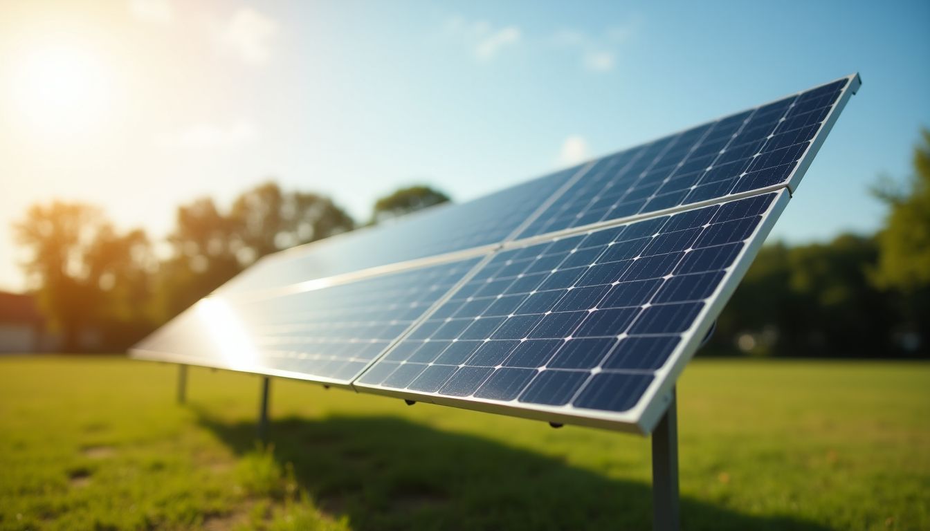 Un panneau solaire monocrystallin de haute qualité dans la campagne ensoleillée.