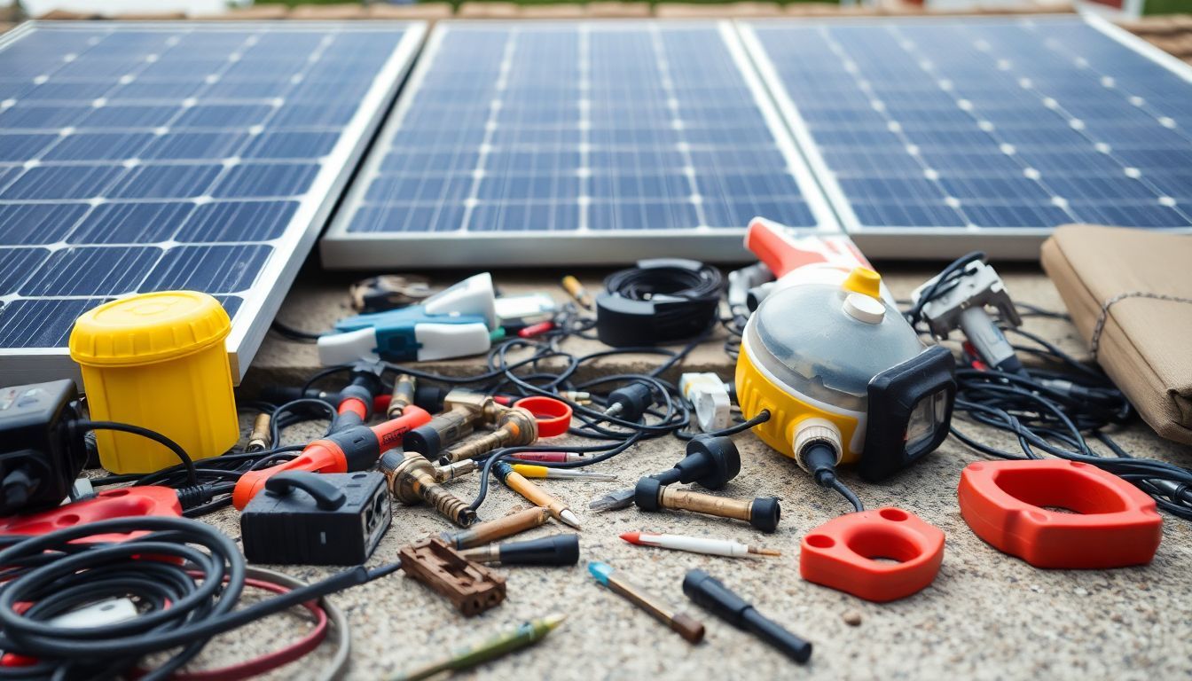 L'installation des panneaux solaires dans un espace de travail en désordre.