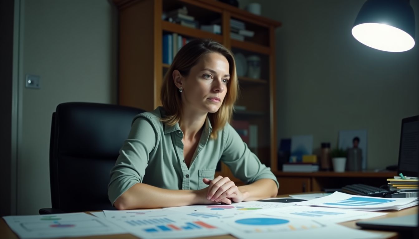 Une femme étudie les taux de rachat actuels pour la production d'énergie solaire.