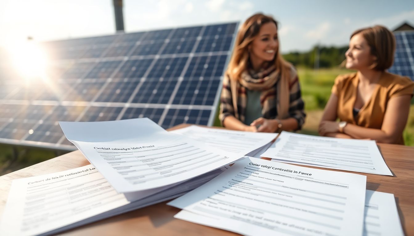 Une installation de panneaux solaires en France avec des contrats de vente d'électricité solaire.